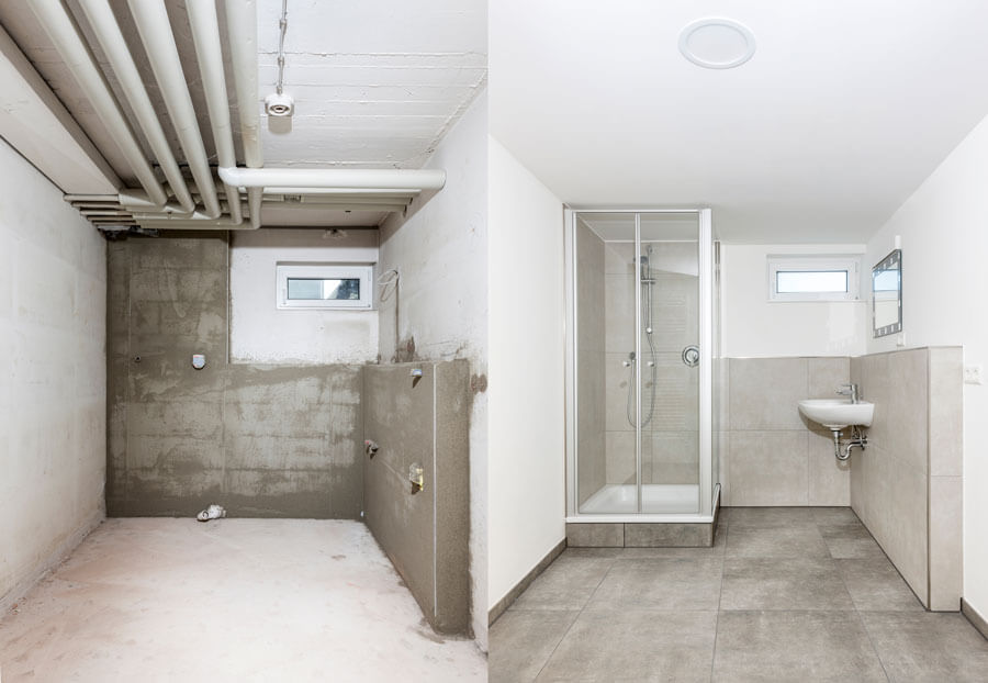 Umbau und Renovationen in Sursee | Vorher Nachher Bild Badezimmer
