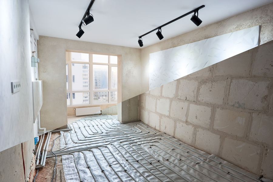 Umbau und Renovationen in Baden | Darstellung eines Rohbauzimmers